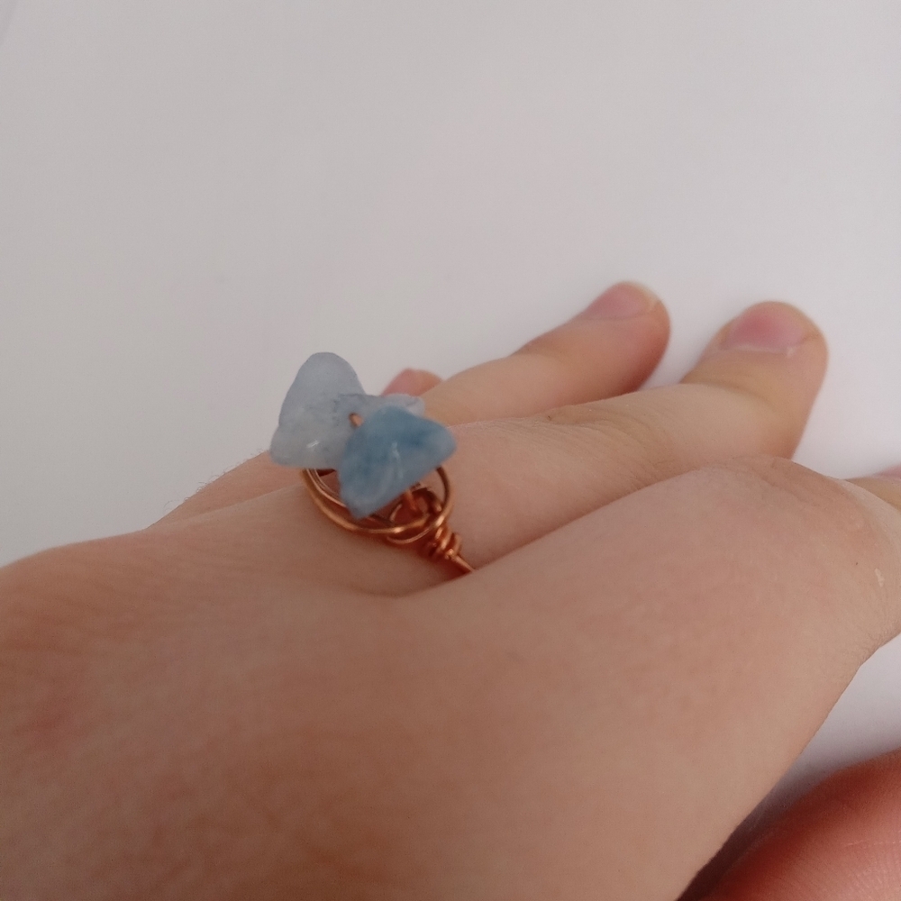 Aquamarine stone chip ring size 8.5 - Picture 5 of 5